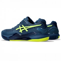 Promo Chaussure Asics Gel Resolution 9 Terre Battue Bleu Marine