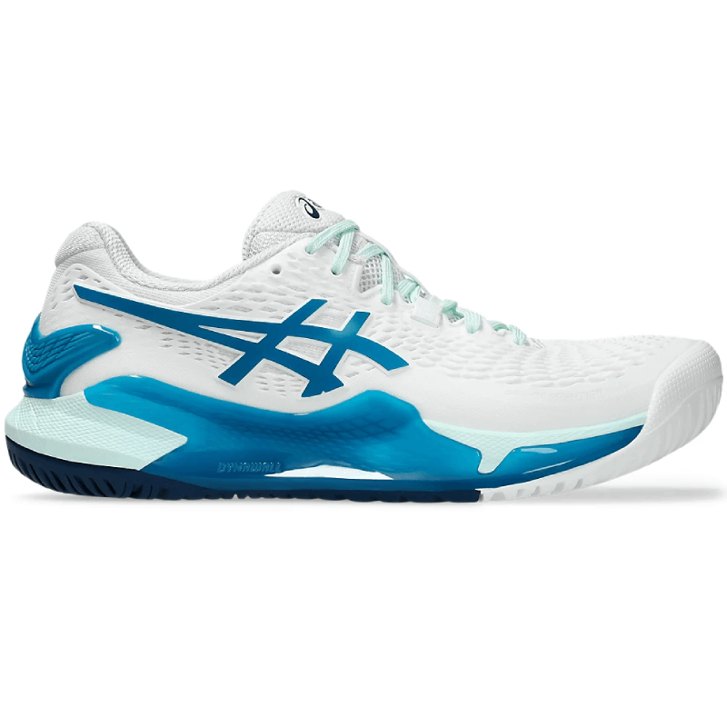 Chaussure Femme Asics Gel Resolution 9 Toutes Surfaces Blanc Bleu Achat Asics Gel Resolution 9 femme au meilleur prix