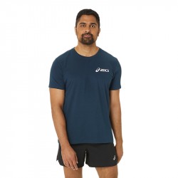 Tee Shirt Asics Chest Logo Bleu Marine