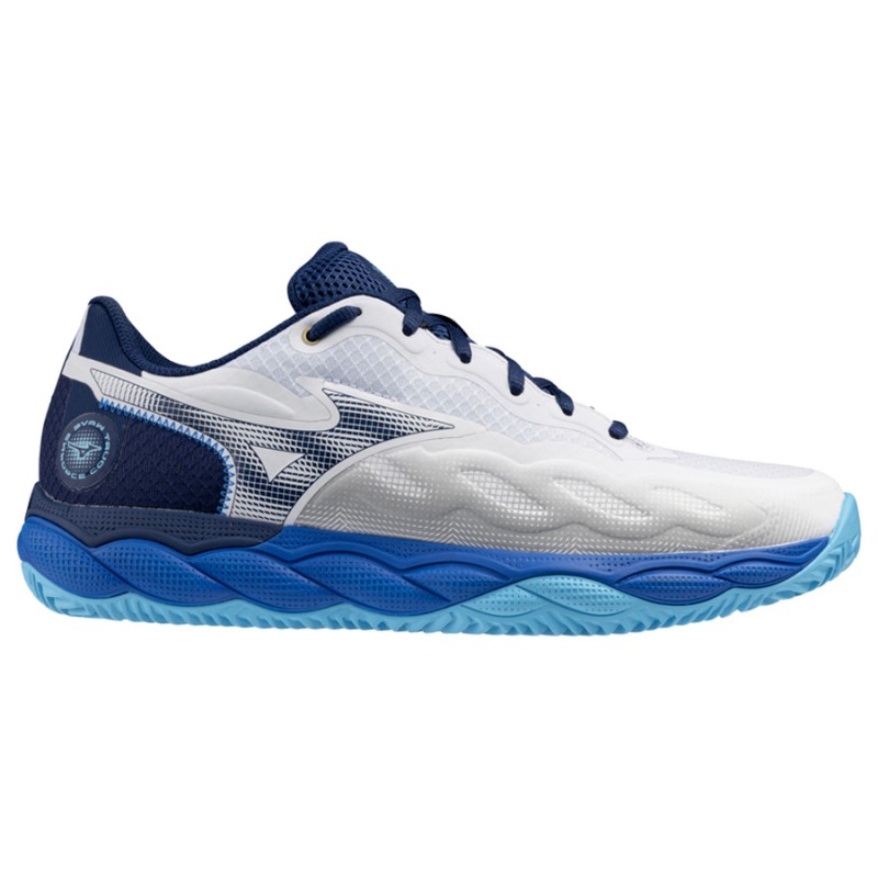 Chaussure Mizuno Wave Enforce Court AC Toutes Surfaces Blanc/bleu