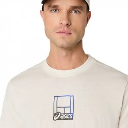 Promo Tee-Shirt Asics Court Core Graphic Blanc Cassé