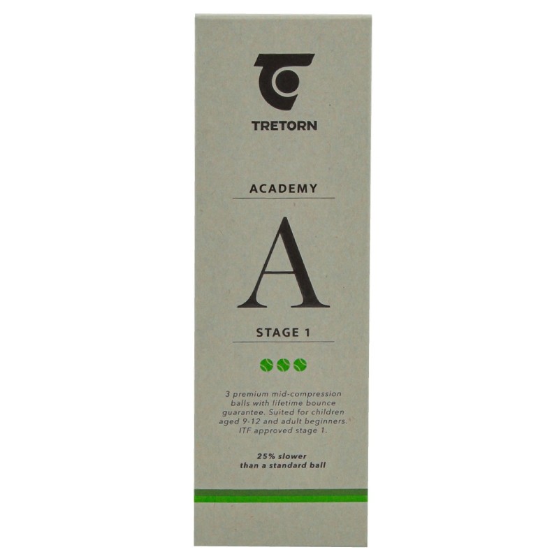 Tube de 3 Balles Tretorn Academy Green Tube de 3 Balles Tretorn Academy Green