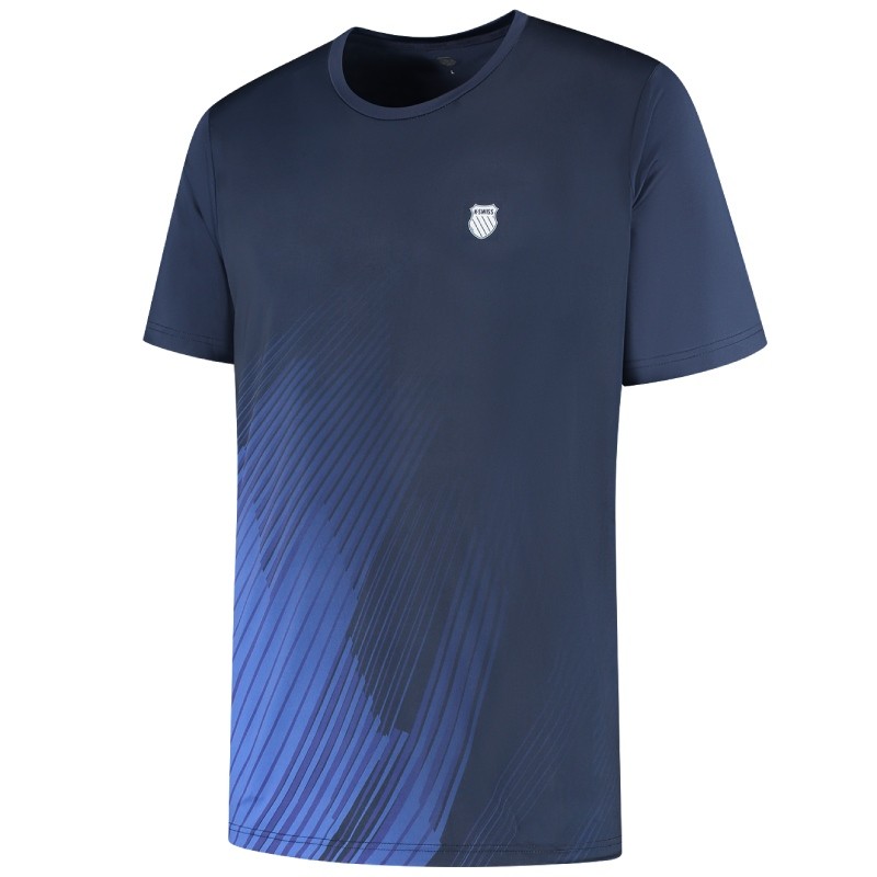 Tee-Shirt K-Swiss Hypercourt Print Crew 6 Bleu Marine