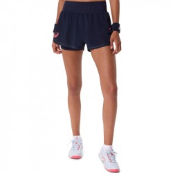 Short Femme Asics 2en1 Match Bleu Marine
