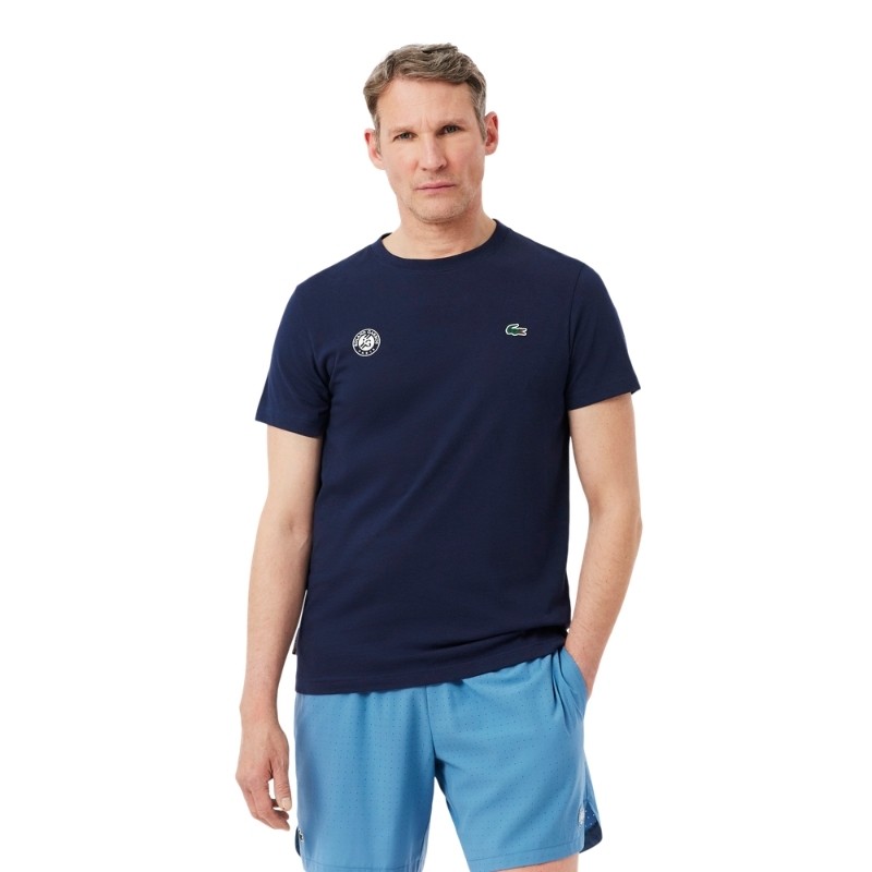 Tee-Shirt Lacoste Tennis Ultra Dry Edition Roland Garros Bleu Marine