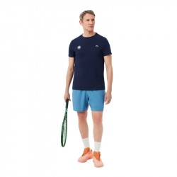 Promo Tee-Shirt Lacoste Tennis Ultra Dry Edition Roland Garros Bleu Marine