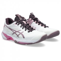 Promo Chaussure Femme Asics Solution Speed FF 4 Toutes Surfaces Blanc/Rose