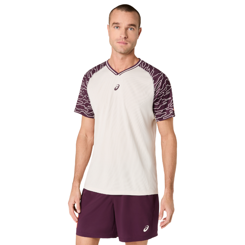 Tee Shirt De Padel Asics Court SS Beige/Bordeaux