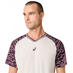 Prix Tee Shirt De Padel Asics Court SS Beige/Bordeaux