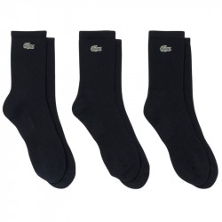 3 Paires De Chaussettes Lacoste Hautes Côtelées Noir