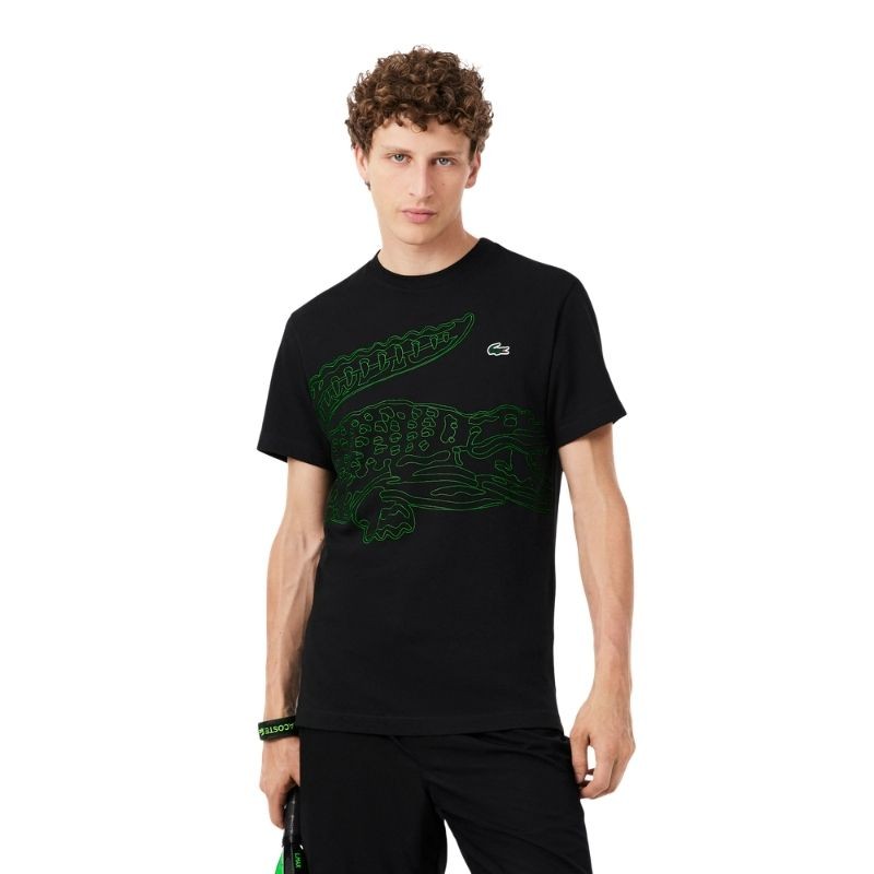 T-Shirt Lacoste Sport Ultra Dry Imprimé Crocodile Noir