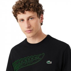 Promo T-Shirt Lacoste Sport Ultra Dry Imprimé Crocodile Noir