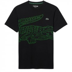 Vente T-Shirt Lacoste Sport Ultra Dry Imprimé Crocodile Noir