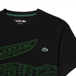 T-Shirt Lacoste Sport Ultra Dry Imprimé Crocodile Noir pas cher
