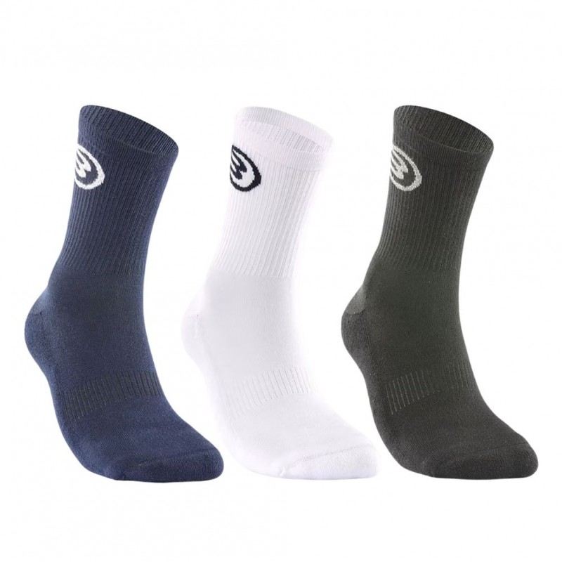 3 Paires de Chaussettes Bullpadel Noir/Blanc/Bleu Marine