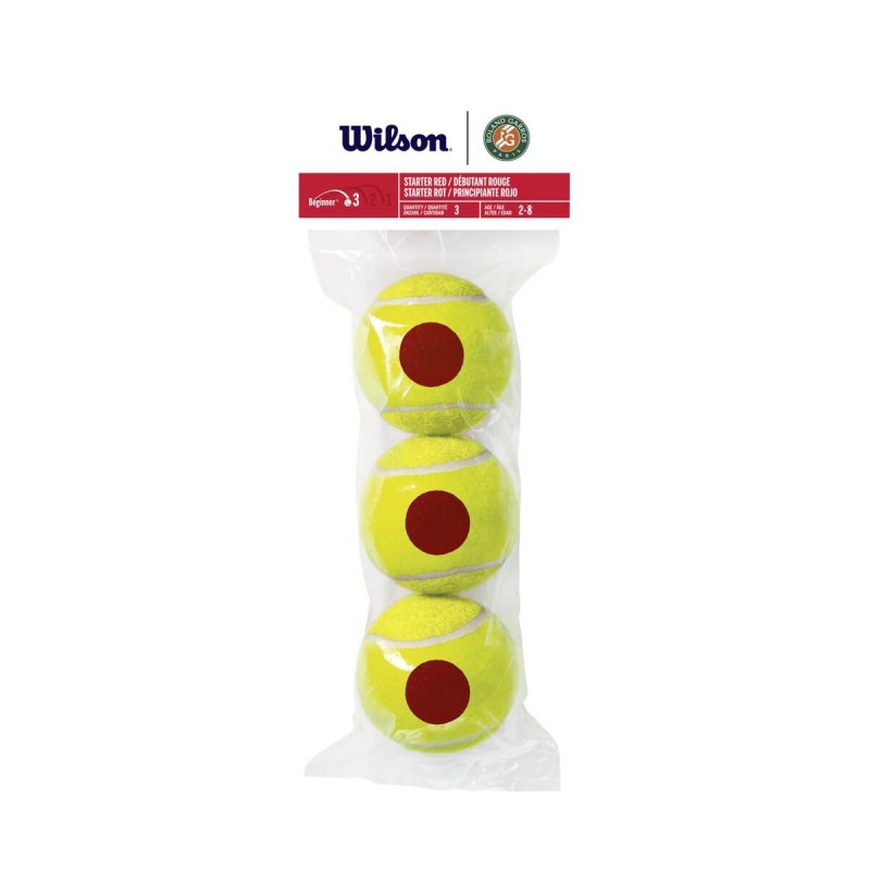 Sachet de 3 Balles Wilson Red Roland Garros Sachet de 3 Balles Wilson Red Roland Garros