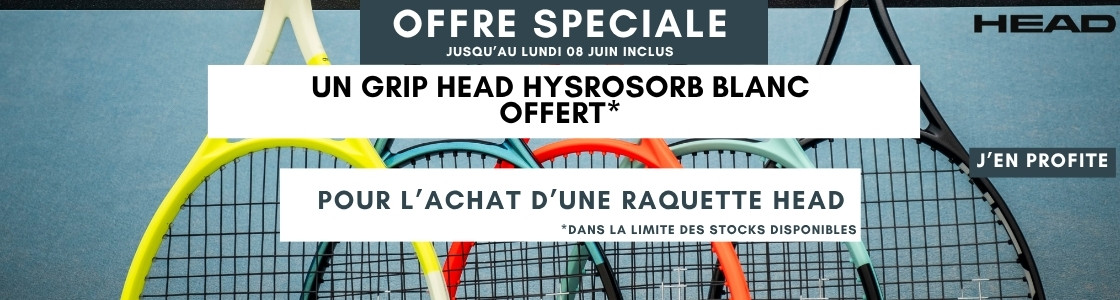 Un grip hydrosorb offert pour l'achat d'une raquette Head