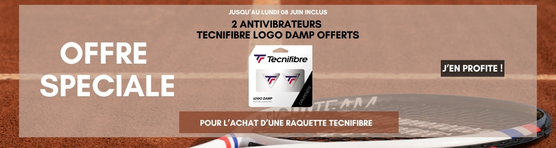 2 antivibrateurs Tecnifibre offerts pour l'achat d'une raquette Tecnifibre