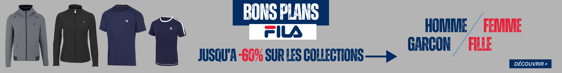Bons plans vêtement de tennis Fila