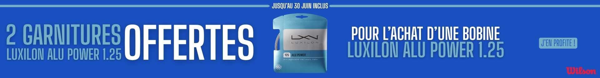 2 garnitures offertes pour l'achat d'une bobine Luxilon Alu Power