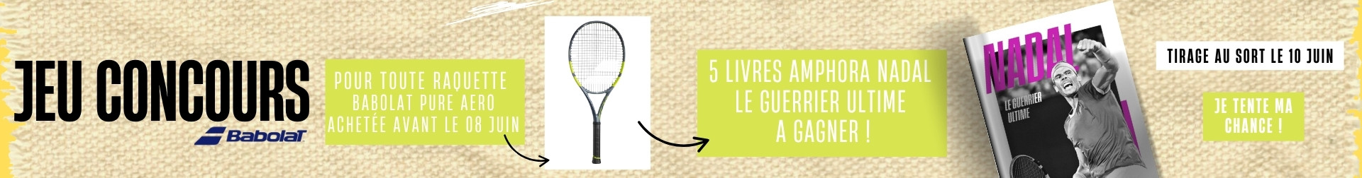 Un livre Nadal offert pour l'achat d'une raquette Babolat Pure Aero