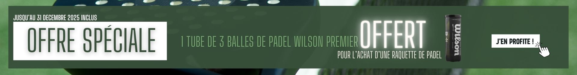 Offre padel 1 Tube de balles Wilson Premier offert