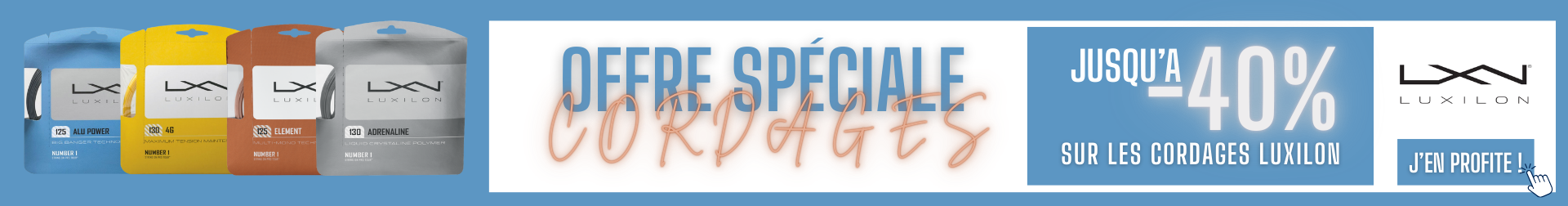 Offre spéciale cordages de tennis Luxilon