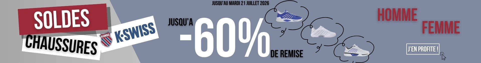 Soldes chaussures Kswiss : jusqu'&agrave; -60% de remise